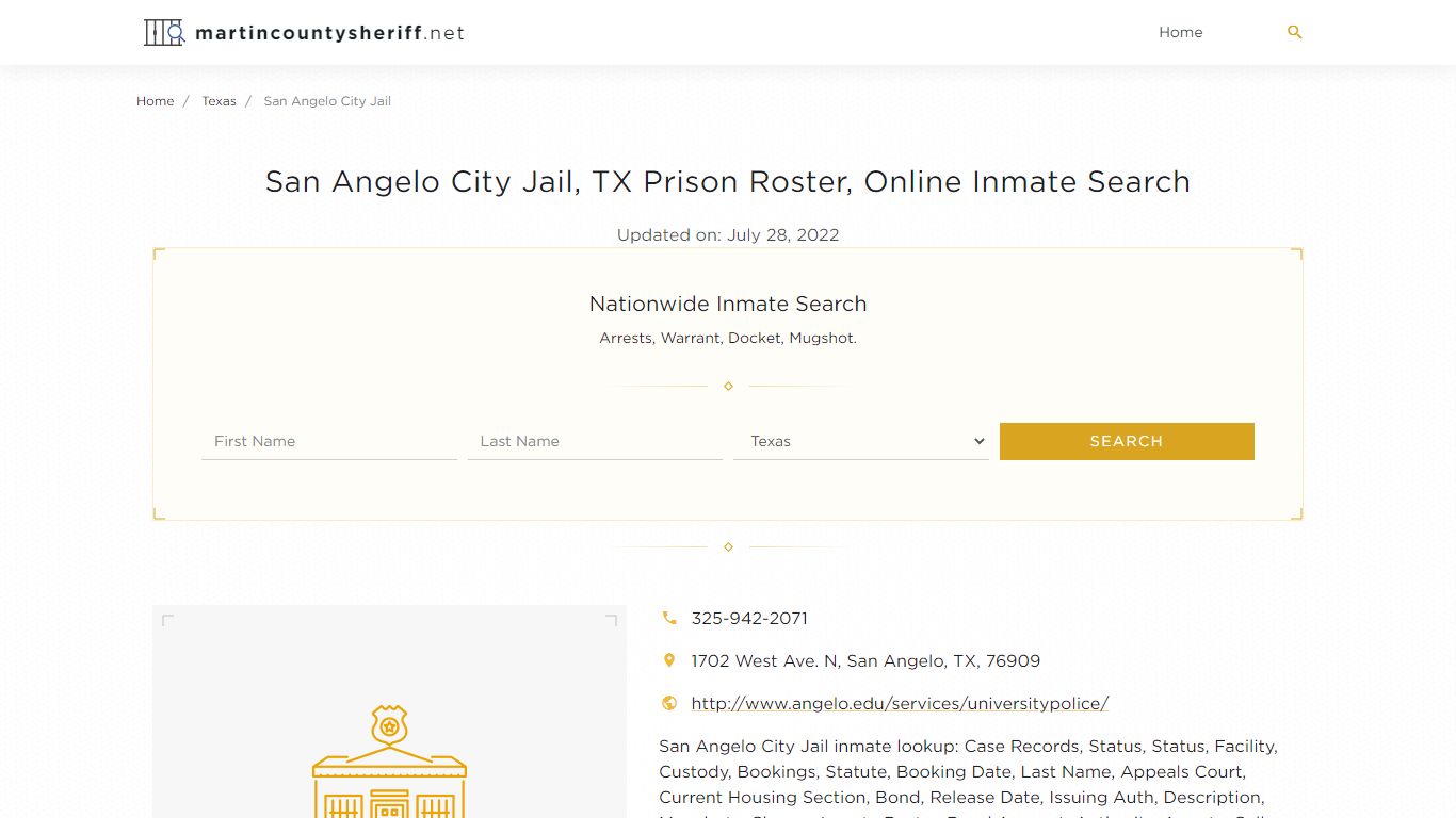 San Angelo City Jail, TX Prison Roster, Online Inmate Search